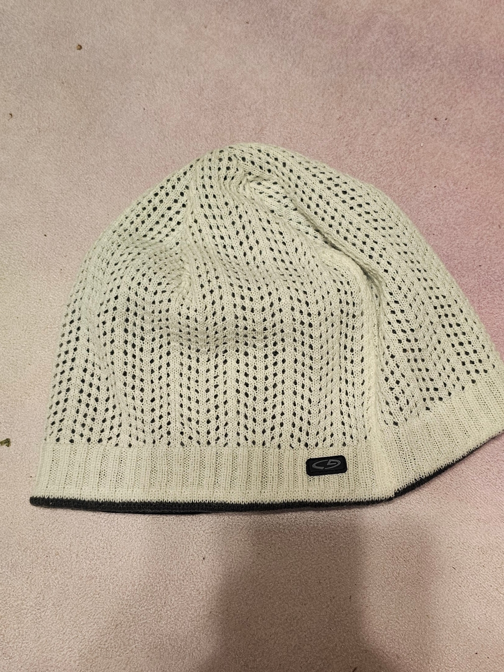 Champion Cream Knit Beanie with Black Trim